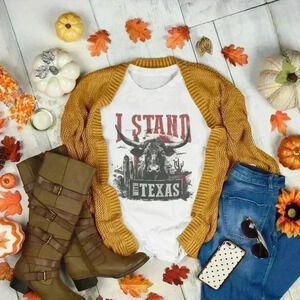 Nataly thyme I Stand with texas trendy  country  tee shirt